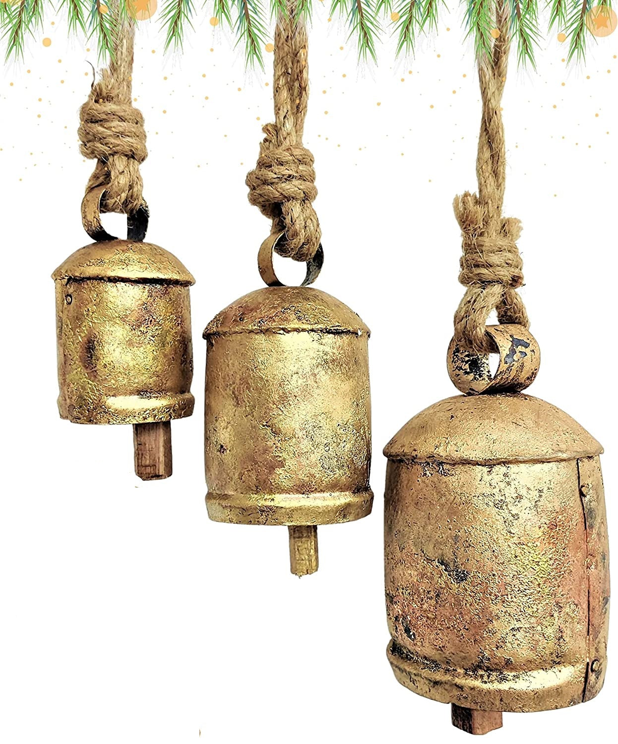 Set of 3 Harmony Cow Bells Vintage Handmade Rustic Lucky Christmas