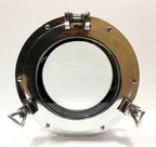 12" Silver Nickel Canal Boat Porthole Window | Decorative Glass Ship Door Porthole - Retro Handicrafts