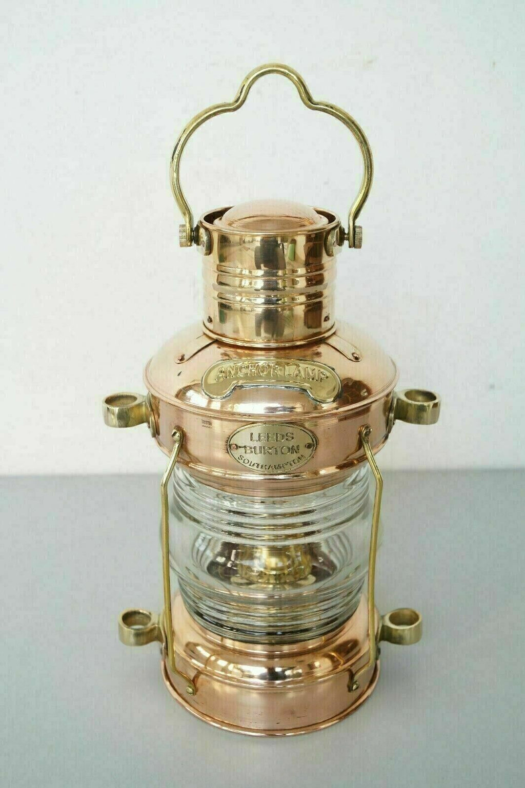 14" Copper & Brass Anchor Oil Lamp - Nautical Maritime Ship Lantern Light - Retro Handicrafts
