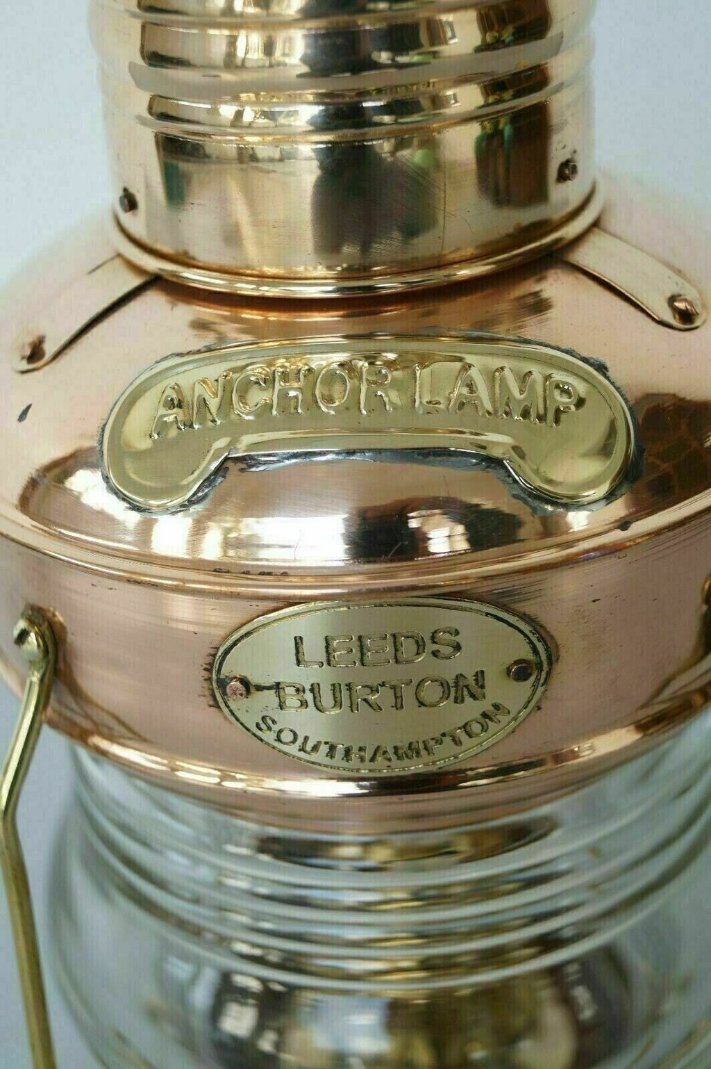 14" Copper & Brass Anchor Oil Lamp - Nautical Maritime Ship Lantern Light - Retro Handicrafts