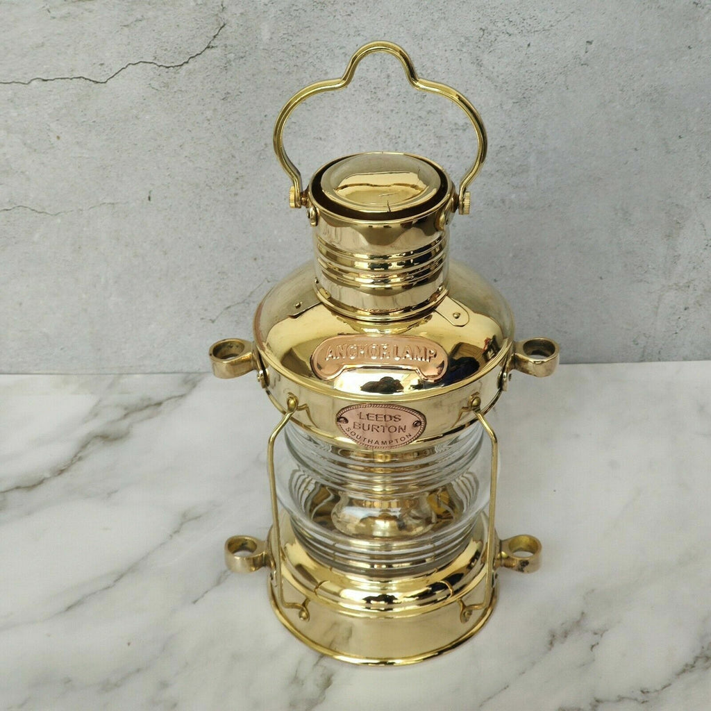14" Full Brass Anchor Boat Light Oil Lamp | Nautical Maritime Ship Lantern - Retro Handicrafts