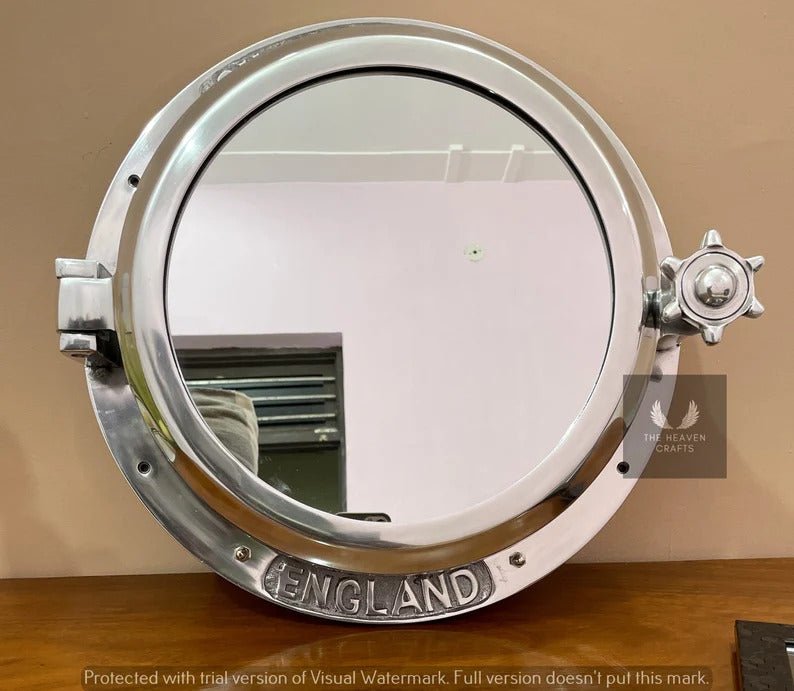 16 Inch Nickel Plated Porthole Mirror - Ship Round Wall Decor - Ideal Christmas Gift - Nautical Home Decor - Retro Handicrafts