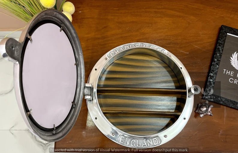 16 Inch Nickel Plated Porthole Mirror - Ship Round Wall Decor - Ideal Christmas Gift - Nautical Home Decor - Retro Handicrafts