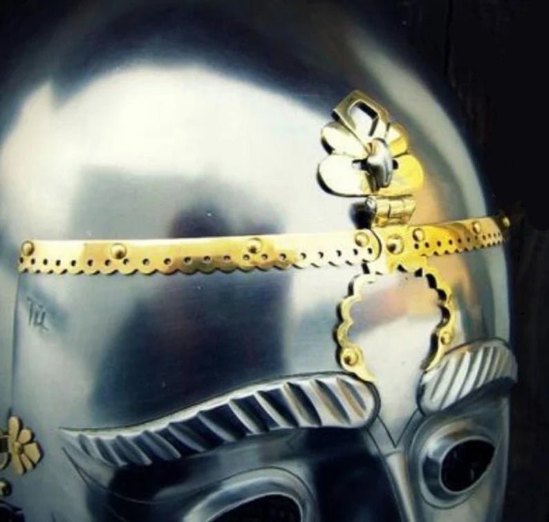 16ga Sca Larp Medieval Asian Armor Helmet With Face Plate & Chainmail - Retro Handicrafts