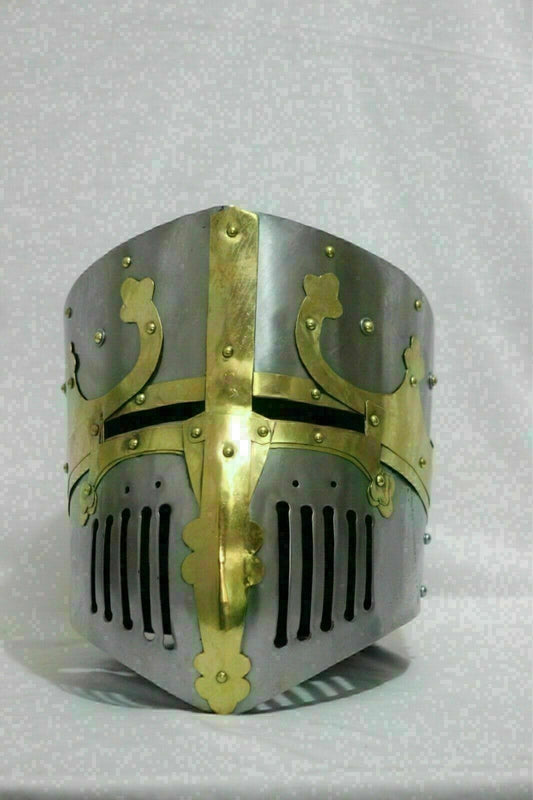 18 gauge Medieval Crusader Great Helmet knight Templar Helmet - Retro Handicrafts