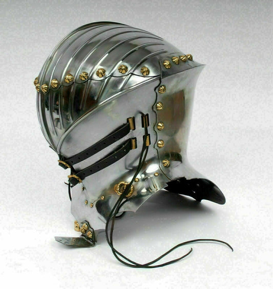 18 Guage Steel Medieval Jousting Knight Fighting Armor Helmet Halloween Costume - Retro Handicrafts