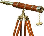 18 Inch Telescope With Wooden Tripod Vintage Brass Spyglass Nautical Travel Gift - Retro Handicrafts