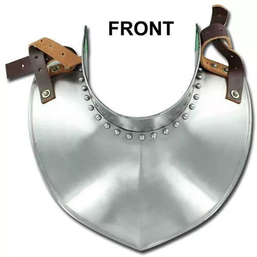 18 Gauge Steel Templar Gorget Standing Collar Neck Armor with Adjustable Leather Straps