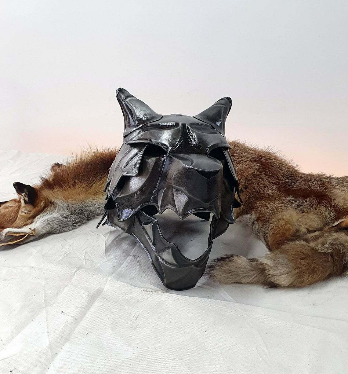 18GA Steel Medieval Great Wolf Helmet Medieval Viking Wolf Helmet Blackened Helmet - Retro Handicrafts