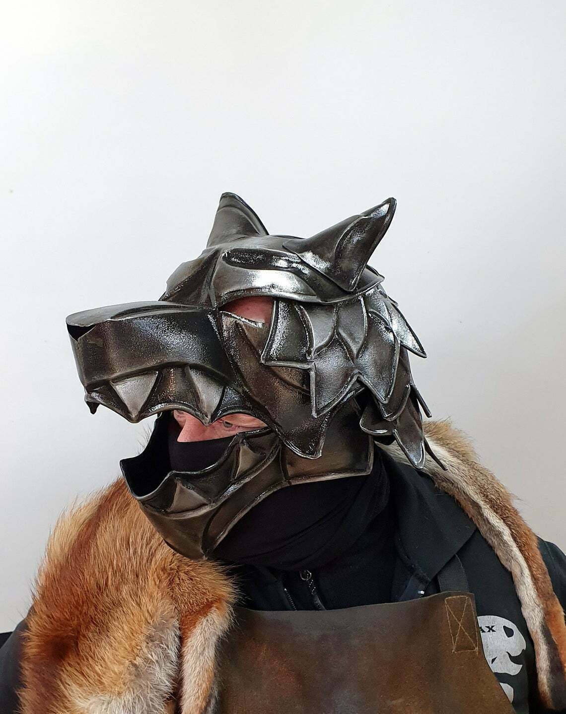 18GA Steel Medieval Great Wolf Helmet Medieval Viking Wolf Helmet Blackened Helmet - Retro Handicrafts
