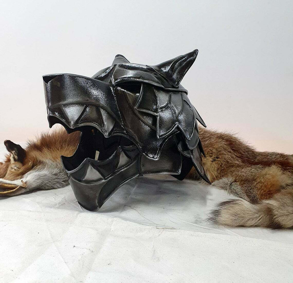 18GA Steel Medieval Great Wolf Helmet Medieval Viking Wolf Helmet Blackened Helmet - Retro Handicrafts