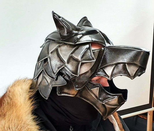 18GA Steel Medieval Great Wolf Helmet Medieval Viking Wolf Helmet Blackened Helmet - Retro Handicrafts