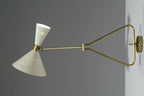 1950 Brass White Wall lamp Diabolo Italian Cone Stilnovo Sputnik Light Swing Arm Italian Diabolo Wall Sconce Lamps for Elegant Lighting - Retro Handicrafts