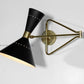 1950 Italian Brass Black Wall Lamp: Diabolo Cone, Stilnovo Sputnik Light, Swing Arm - Retro Handicrafts