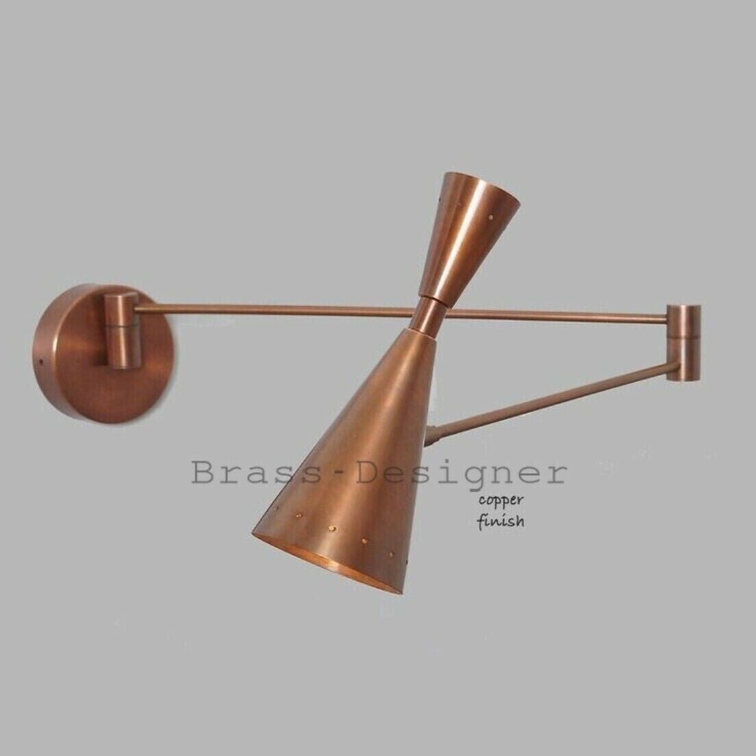 1950 Italian Brass Wall Sconce: Stilnovo Diabolo Cone, Sputnik Industrial, Antique - Retro Handicrafts