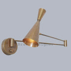 1950 Italian Brass Wall Sconce: Stilnovo Diabolo Cone, Sputnik Industrial, Antique - Retro Handicrafts