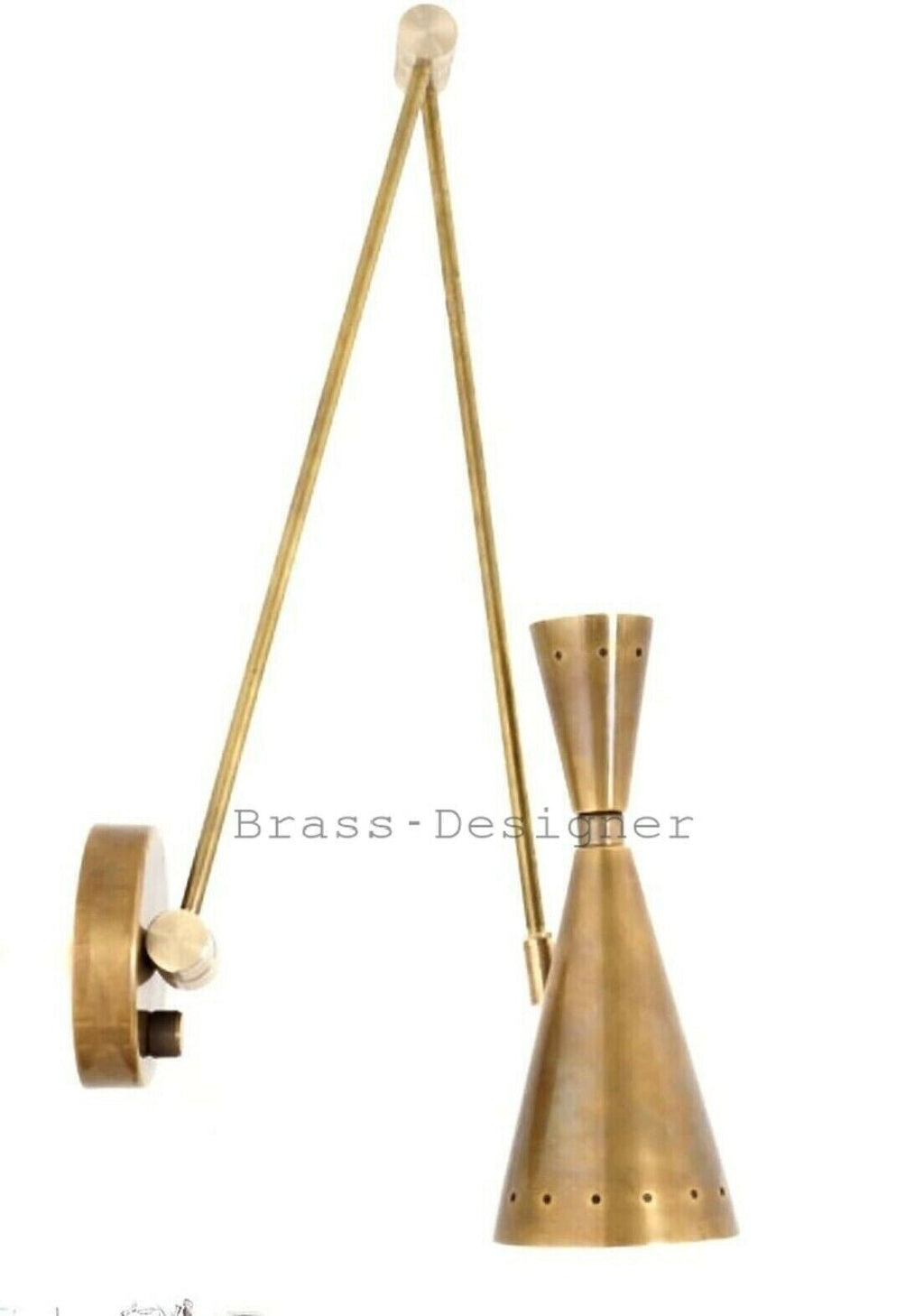1950 Italian Brass Wall Sconce: Stilnovo Diabolo Cone, Sputnik Industrial, Antique - Retro Handicrafts
