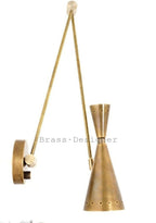 1950 Italian Brass Wall Sconce: Stilnovo Diabolo Cone, Sputnik Industrial, Antique - Retro Handicrafts