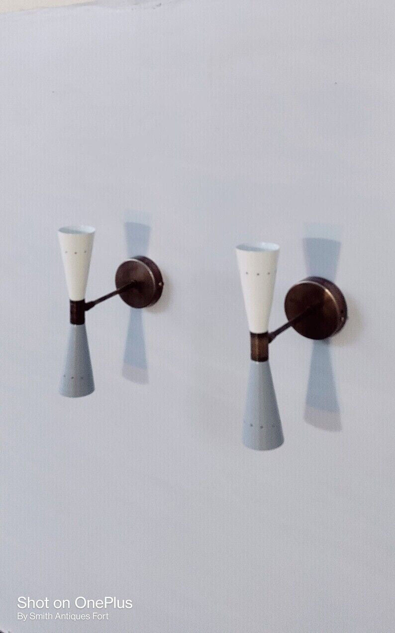 1950' s Mid Century Brass Monolith Wall Sconces Lamps Lighting Sconce Set of Two - Retro Handicrafts