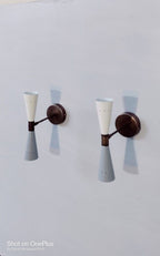 1950' s Mid Century Brass Monolith Wall Sconces Lamps Lighting Sconce Set of Two - Retro Handicrafts