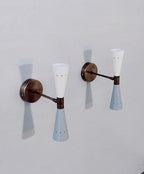 1950' s Mid Century Brass Monolith Wall Sconces Lamps Lighting Sconce Set of Two - Retro Handicrafts