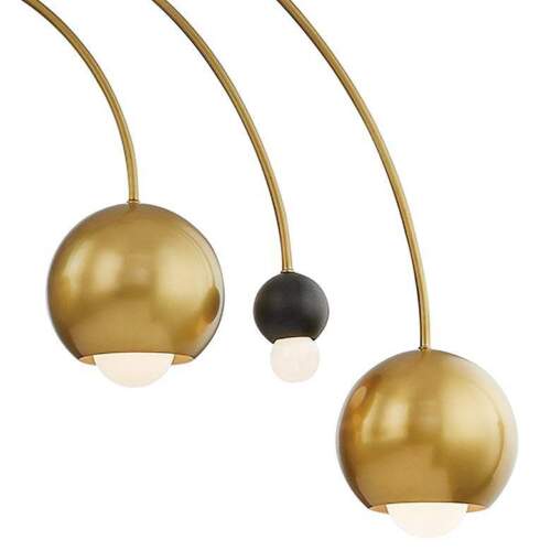 1950's Mid Century Brass Black Stilnovo Light Chandeliers 6 Light Pendant - Retro Handicrafts