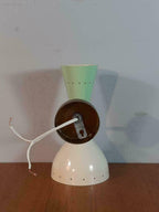 1950's Mid Century Brass Italian Diabolo Wall Sconce Light - Fixture 2 Bulb Pair - Retro Handicrafts