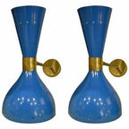 1950's Mid Century Brass Italian Diabolo Wall Sconce Light - Fixture Set of 2 - Retro Handicrafts