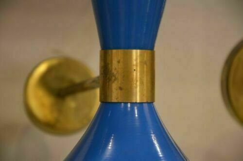 1950's Mid Century Brass Italian Diabolo Wall Sconce Light - Fixture Set of 2 - Retro Handicrafts