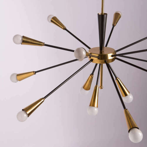 1950's Mid Century Brass Sputnik Italian Chandeliers Ceiling Light Fixture 15 - Retro Handicrafts