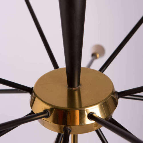 1950's Mid Century Brass Sputnik Italian Chandeliers Ceiling Light Fixture 15 - Retro Handicrafts