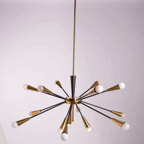 1950's Mid Century Brass Sputnik Italian Chandeliers Ceiling Light Fixture 15 - Retro Handicrafts