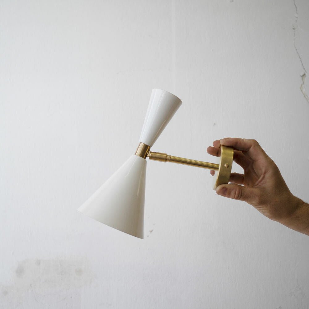 1950's Mid Century Stilnovo Arteluce Light Sconce Italian Wall Lamps Pair - Retro Handicrafts