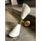 1960 's Italian Sconces in Brass Stilnovo Lamps Ceiling Wall Fixture Light White - Retro Handicrafts