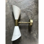 1960 's Italian Sconces in Brass Stilnovo Lamps Ceiling Wall Fixture Light White - Retro Handicrafts