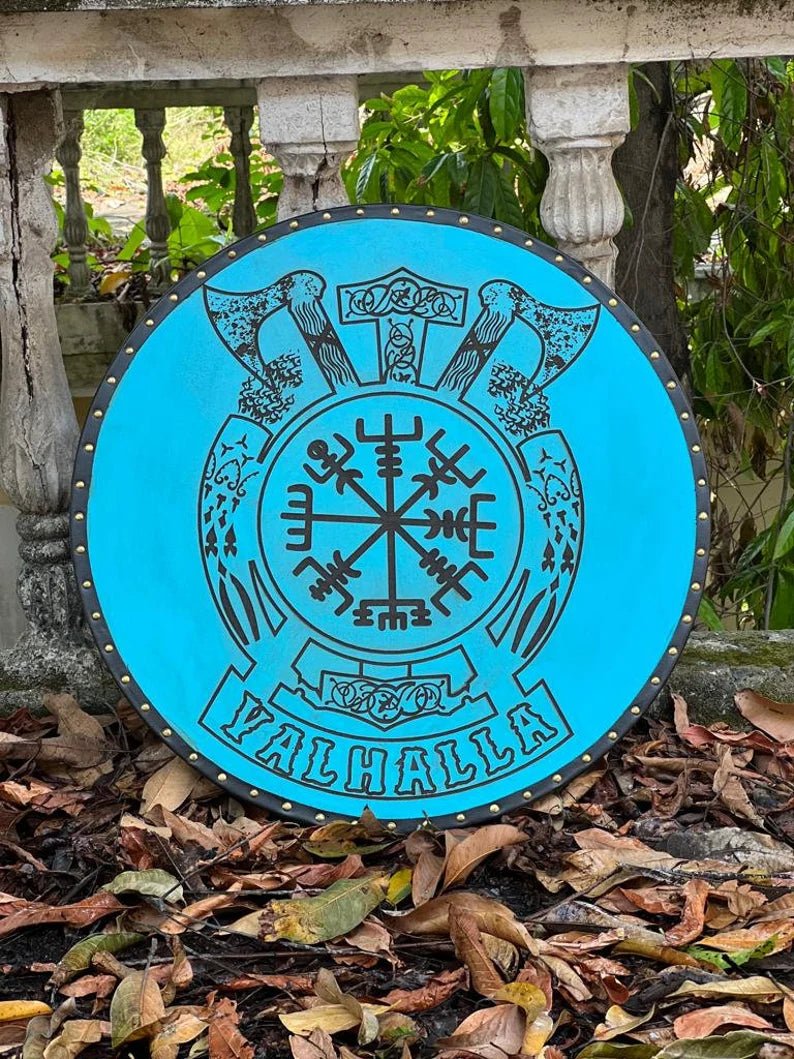 24-Inch Handmade Viking Shield - Wooden and Iron Craftsmanship for Battle-Ready Defense