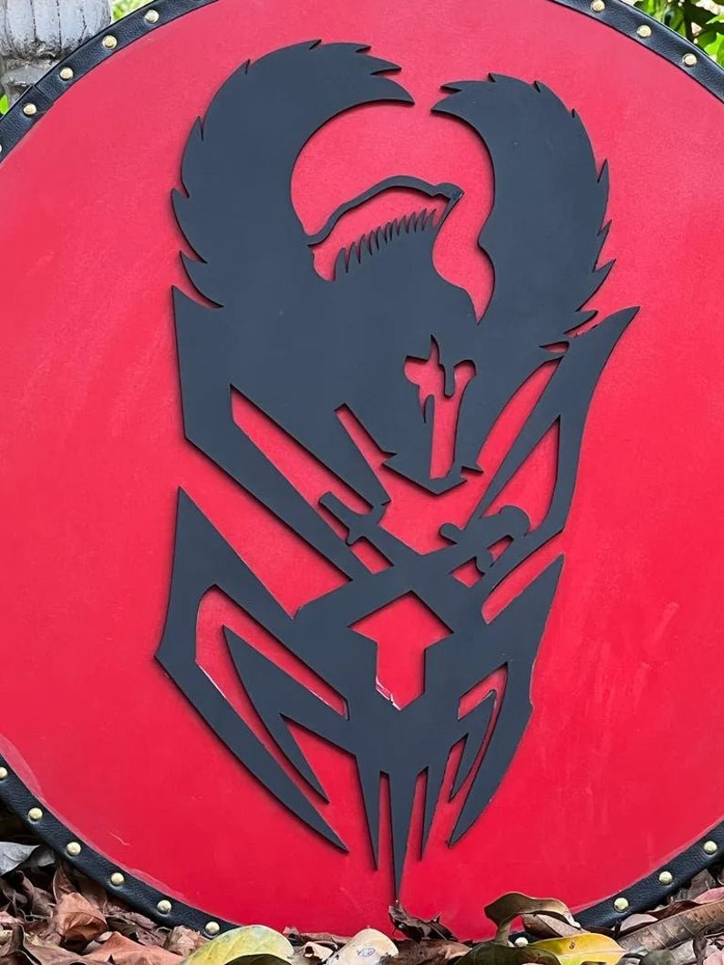 Handcrafted 24-inch Viking round shield, designed for battle reenactments and historical displays.