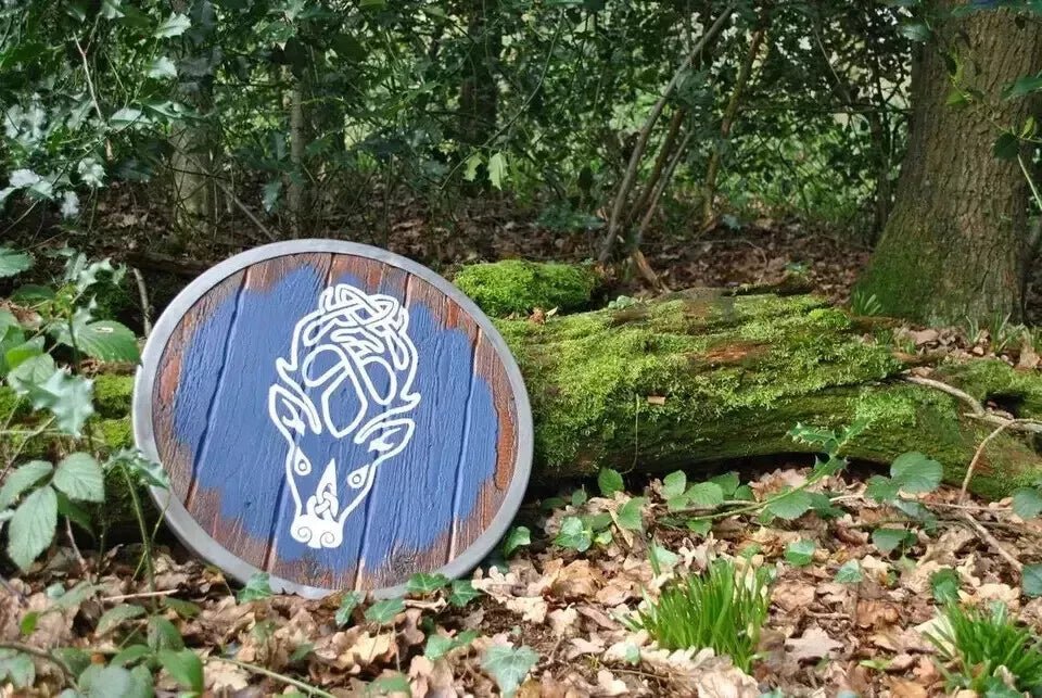 24” Medieval Wooden Battle - Ready Viking Shield - Halloween Prop - Retro Handicrafts