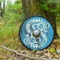 Blue Medieval Viking 24” Wooden Shield - Heavy Metal Fitted Ocean Shield Halloween Prop