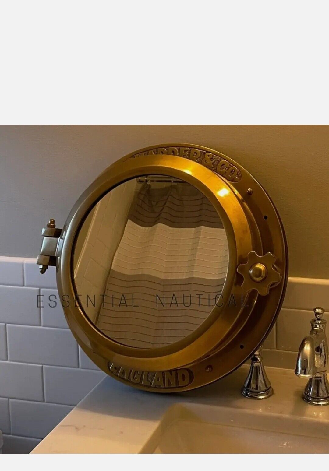 40.64 cm Antique Brown Ship Porthole Mirror - Nautical Round Wall Decor - Retro Handicrafts