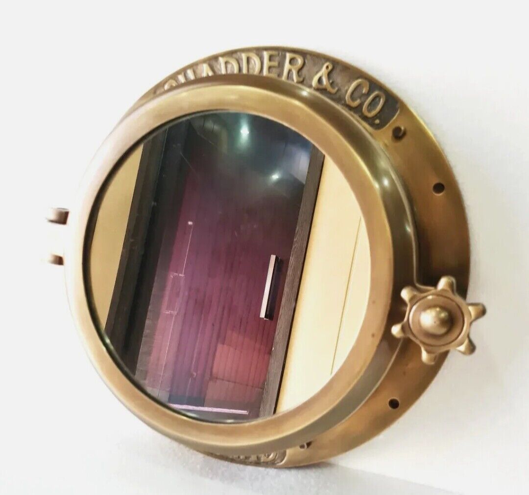 40.64 cm Antique Brown Ship Porthole Mirror - Nautical Round Wall Decor - Retro Handicrafts