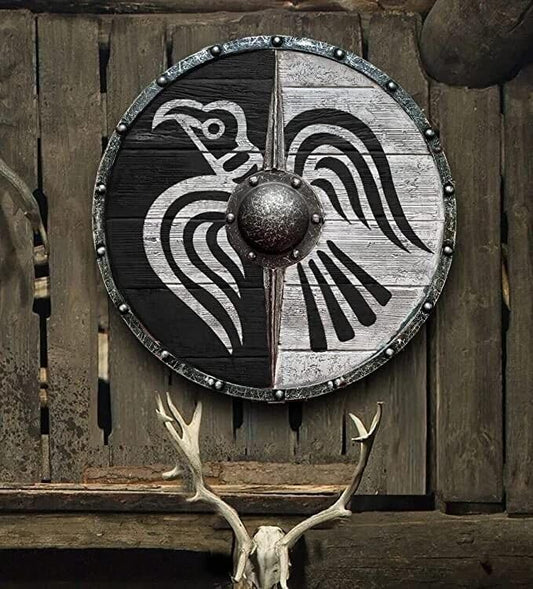 Authentic Eivor Valhalla Raven Clan Viking Shield - Battleworn Vintage Armor for Cosplay & Roleplay
