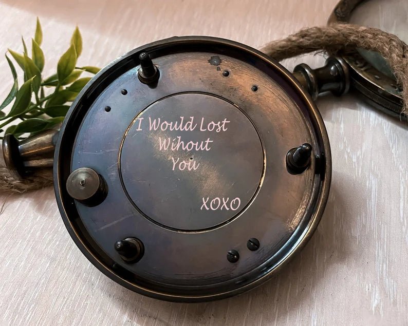 8th anniversary personalized sundial compass gift, perfect for celebrating special moments with a custom engraving.