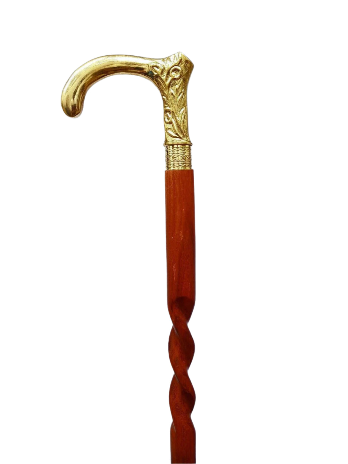 Designer Collectible Brass Handle Antique Victorian Wooden Walking Stick with solid brass handle and polished wooden shaft, ideal for everyday use and decor.