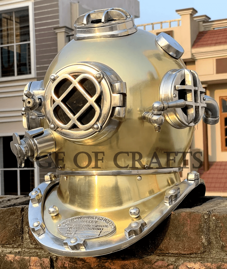 Antique Boston Diving Helmet Vintage Divers Deep Sea US Navy Mark V - Retro Handicrafts