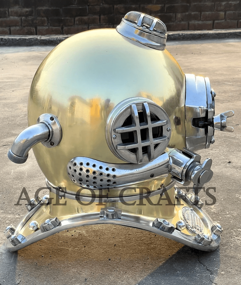 Antique Boston Diving Helmet Vintage Divers Deep Sea US Navy Mark V - Retro Handicrafts