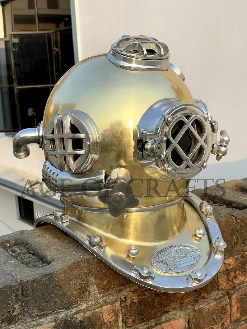 Antique Boston Diving Helmet Vintage Divers Deep Sea US Navy Mark V - Retro Handicrafts
