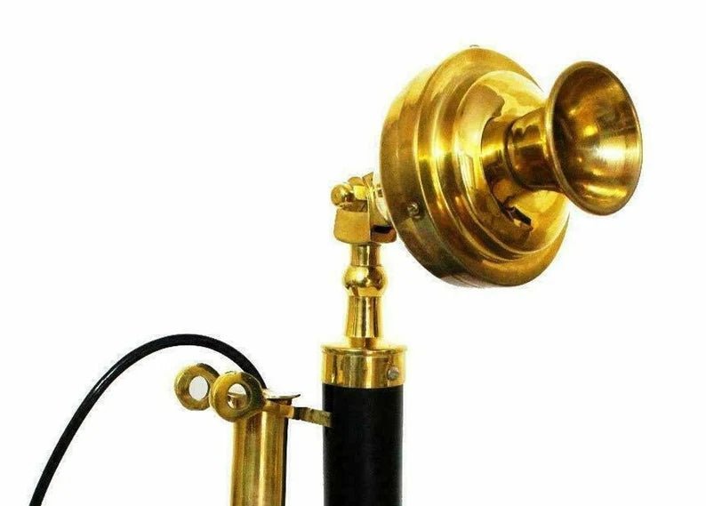 Antique Brass American Landline Telephone Vintage Rotary Dial Candlestick Phone, Housewarming Gift - Retro Handicrafts