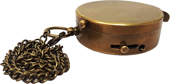 Antique Brass Compass Nautical Pocket Backpacking Compass Leather Case Vintage Camping Hiking Direction Marine Graduation - Retro Handicrafts