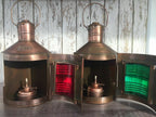 Antique Brass Finish Port & Starboard Lanterns Nautical Oil Lamps Ship Boat - Retro Handicrafts